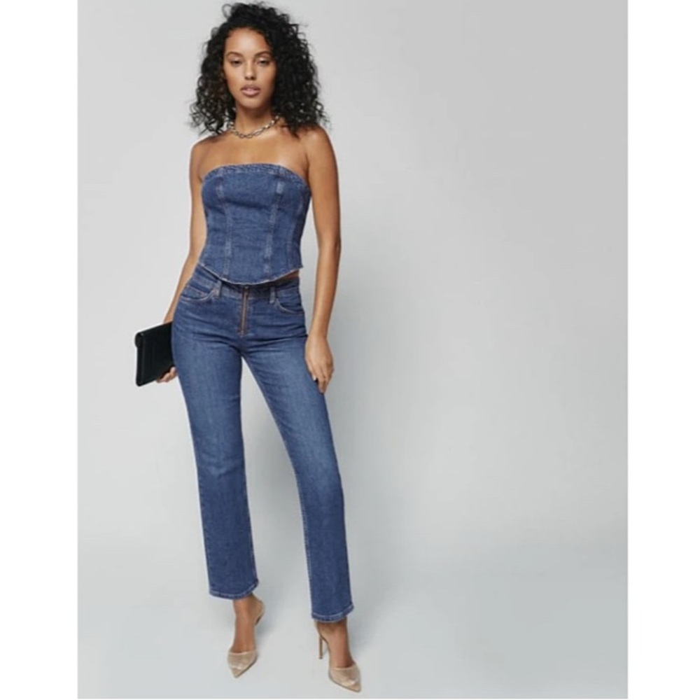 Reformation Julianna Zip Straight Leg Jeans Mesa Wash